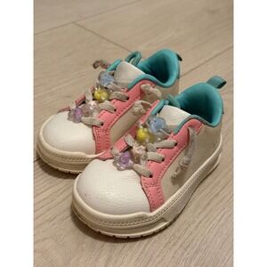 Carters Toddler Girls Pastel Colorblock Beaded Sneakers Pink Teal White Size 5M